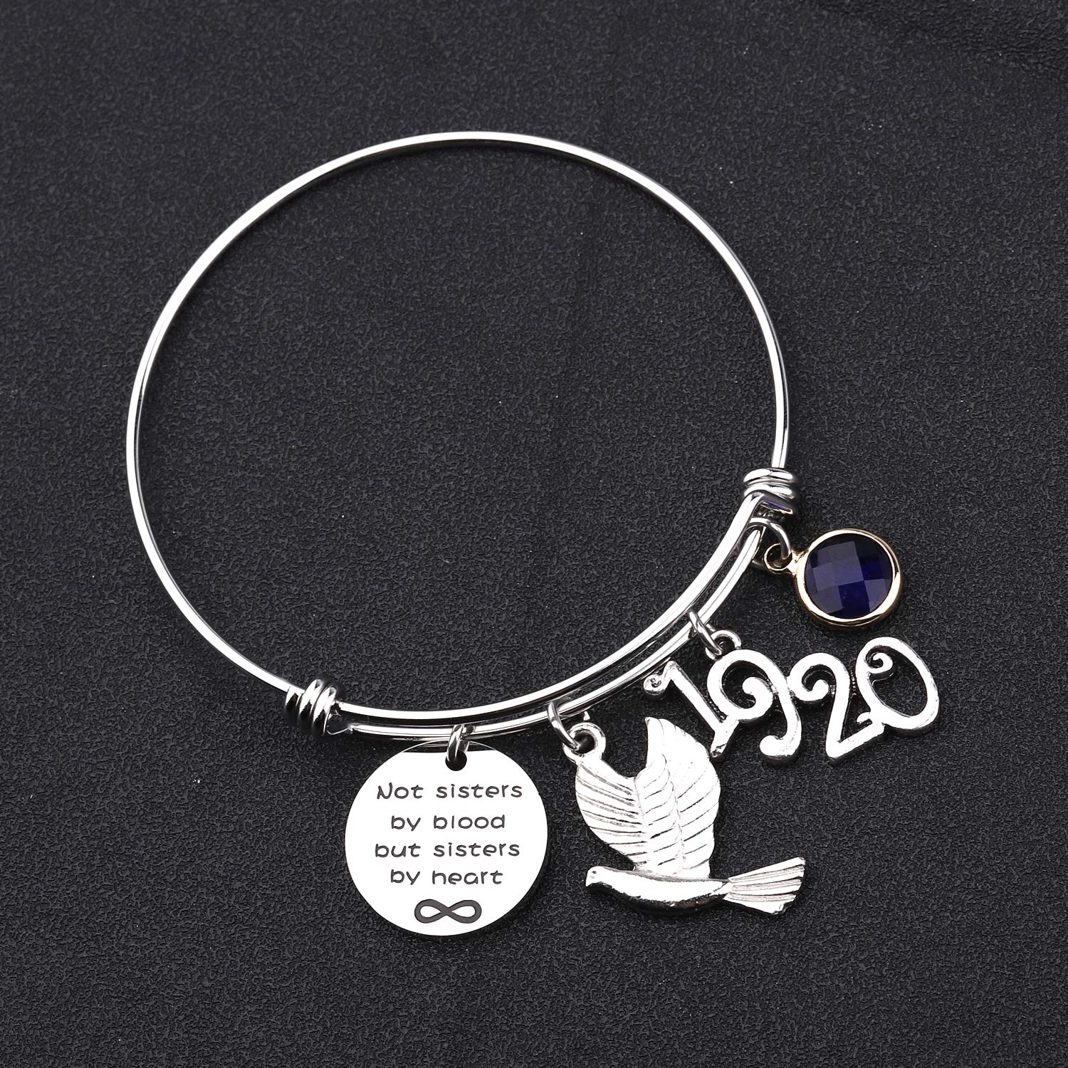 HOLLP 1920 Sorority Navy Jewelry Not Sis-ters by Blood But Sist-ers by Heart Pigeon Bracelet Sis-ter Gift Sorority Gift Greek Sorority Inspired Gift for Finer Women(Bracelet)