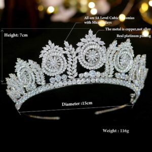 Jorsnovs Luxury Cubic Zirconia Wedding Tiara Para 15 Años Quinceañeras Birthday Crown for Women Pageant Christmas Headband