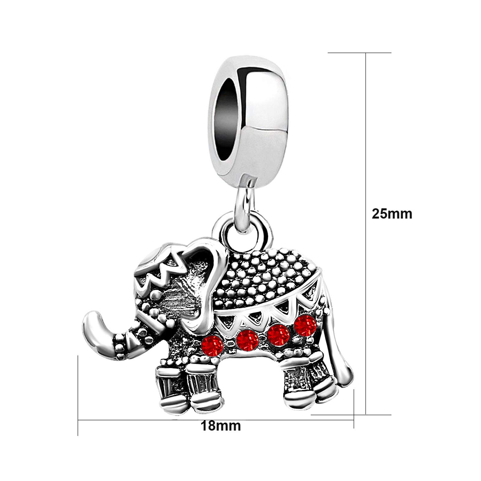 KunBead Elephant July Birthstone Dangle Bead Birthday Charms Compatible with Pandora Bracelet