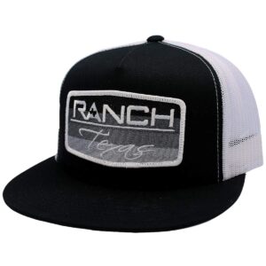 red dirt hat company southwest adjustable snapback hat (us, numeric, 0, 8, ranch texas - black/white)