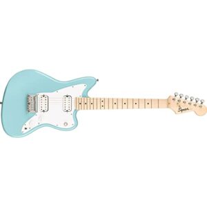 Squier Mini Jazzmaster Electric Guitar, Daphne Blue, Maple Fingerboard