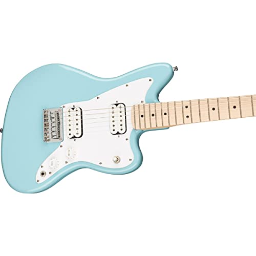 Squier Mini Jazzmaster Electric Guitar, Daphne Blue, Maple Fingerboard