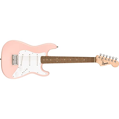 Squier Mini Stratocaster Electric Guitar, Shell Pink, Laurel Fingerboard