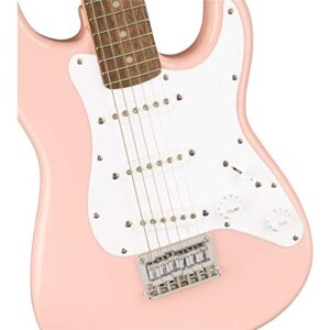 Squier Mini Stratocaster Electric Guitar, Shell Pink, Laurel Fingerboard