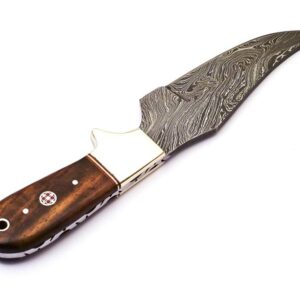 Rare Custom Damascus Full Tang Bushcraft Skinning Knife Hunting Knife | Best Quality Outdoor Knife Camping Knife | Cow Horn Handle with Free Genuine Leather Sheath (S-74)