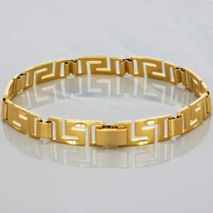 LIFETIME JEWELRY 8.5mm Greek Key Bracelet for Women and Men 24k Real Gold Plated Charm (9)