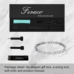 Feraco Magnetic Bracelet for Women Titanium Steel Magnetic Bracelets with Gorgeous Sparkling Cubic Zirconia Costume Jewelry Christmas Gifts (Silver)