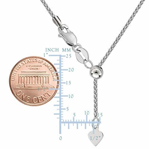 10k SOLID Yellow or White Rose/Pink Gold 1.00MM Adjustable Diamond-Cut Wheat Chain Necklace For Pendants And Charms (Adjustable Upto 22") Jewelry For Women