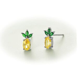 Rnivida 925 Sterling Silver Pineapple Stud Earrings, Pineapple Jewelry, Pineapple Gifts for Women (Pineapple)