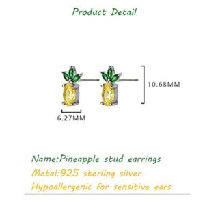 Rnivida 925 Sterling Silver Pineapple Stud Earrings, Pineapple Jewelry, Pineapple Gifts for Women (Pineapple)