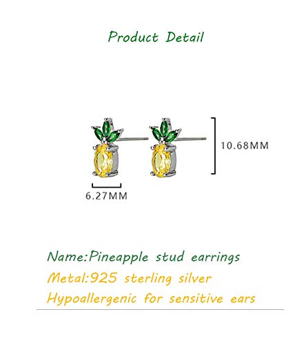 Rnivida 925 Sterling Silver Pineapple Stud Earrings, Pineapple Jewelry, Pineapple Gifts for Women (Pineapple)