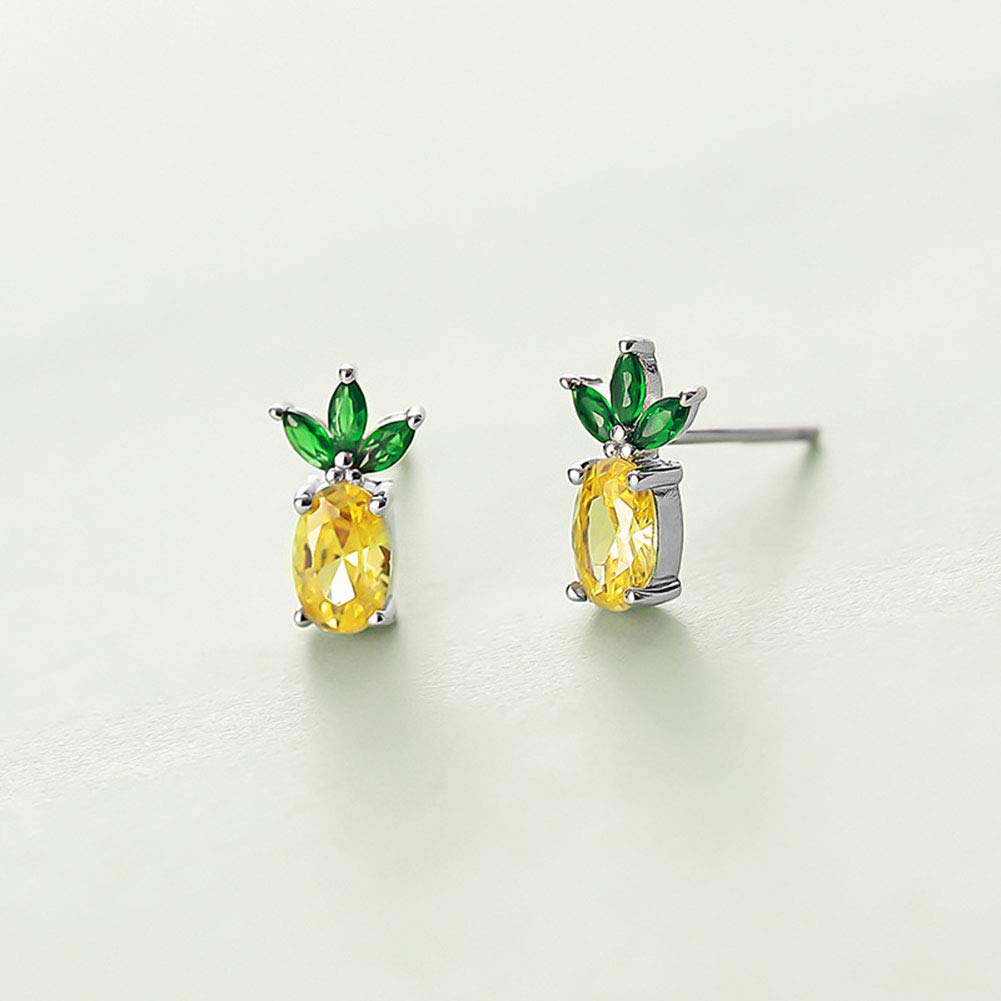 Rnivida 925 Sterling Silver Pineapple Stud Earrings, Pineapple Jewelry, Pineapple Gifts for Women (Pineapple)