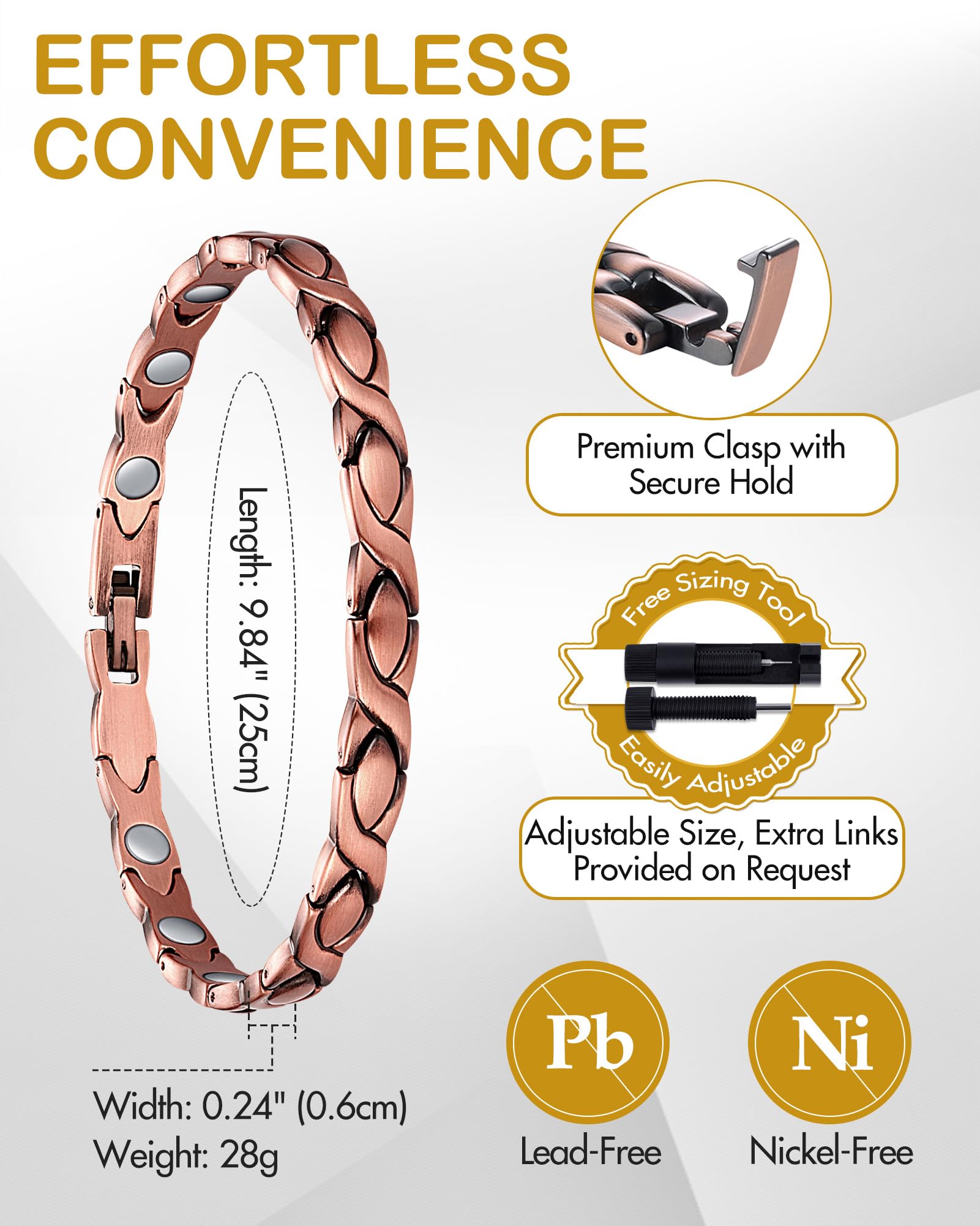 Feraco Magnetic Copper Anklets for Women Copper Ankle Bracelet for Women 99.99% Pure Copper with Magnets for Feet & Ankles (X Shape)