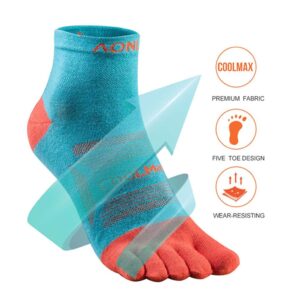 AONIJIE 3 Pair Sports Socks Multicolor Athletic Five Toe Socks for Men Women Running Hiking Basketball (Medium)