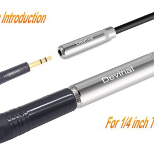 Devinal 1/4 inch Female to Dual XLR Female Y Cable, 6.35mm Female TRS to 2 XLR Microphone Converter, Female Quarter inch Socket Y Splitter Audio Breakout Cord wire 1FT