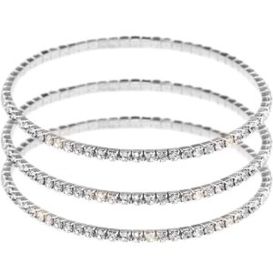 Suyi Crystal Ankle Bracelet for Women Diamond Tennis Stretch Anklets Elastic Foot Chain 3Pcs Silver