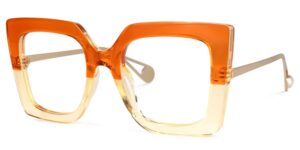 vooglam oversized thick square blue light blocking glasses for women orange fashion eyewear with pearl inlay arm anti eyestrain uv valarie