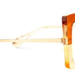 VOOGLAM Oversized Thick Square Blue Light Blocking Glasses for Women Orange Fashion Eyewear with Pearl Inlay Arm Anti Eyestrain UV Valarie