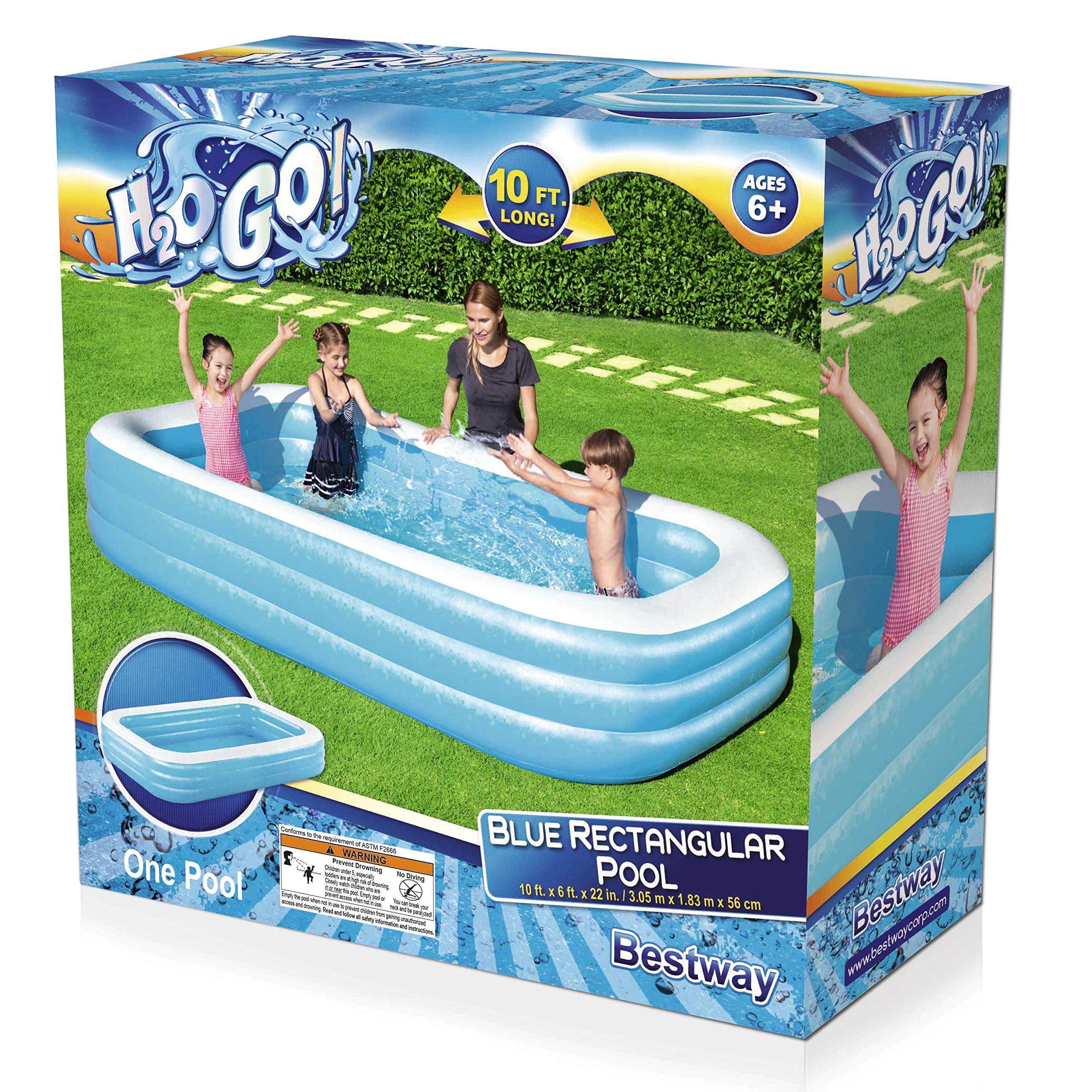 H2OGO! Blue Rectangular Inflatable Family Pool (10' x 6' x 22")