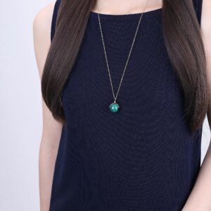 COAI 16mm Malachite Green Stone Pendant Necklace for Women