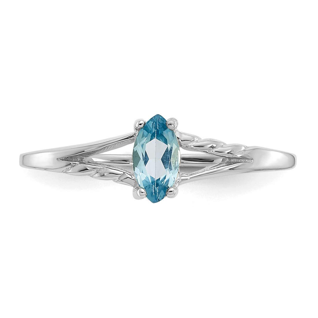 Blue Topaz Marquise December Birthstone Ring in Real 14k White Gold Size 7