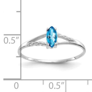 Blue Topaz Marquise December Birthstone Ring in Real 14k White Gold Size 7