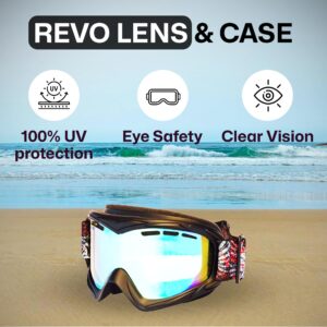 Jettribe Water Sport Helmet Goggles - Deep Set With Narrow Floating Frame - Ultimate Eyewear for Kite Boarding, Surfing, Kayaking, & PWC Racing Adventures - Including Revo Lens & Case - Matte Black