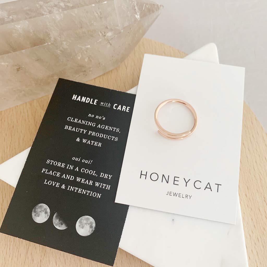 Honeycat Marigold Wrap Around Ring (adjustable between size 5, 6, 7, 8, 9) in Gold, Rose Gold, or Silver | Minimalist, Delicate Jewelry (Smooth, Rose Gold)