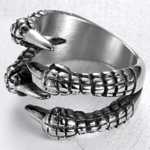 Jude Jewelers Stainless Steel Vintage Style Dragon Claw Gothic Hiphop Biker Cocktail Ring (Silver, 8)