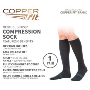 Copper Fit womens Ice Menthol Infused Compression Socks, Black, Small-Medium US