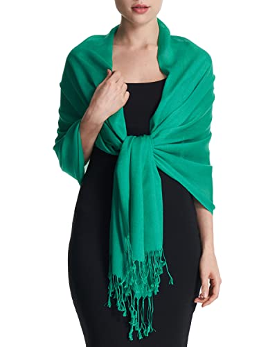 EURKEA Women's Scarf Pashmina Silky Soft Shawls Wraps Stole for Evening, Wedding and Gift, Green