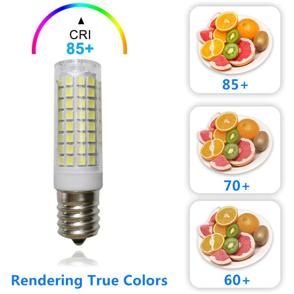 LED E17 Bulb - Dimmable Microwave Oven Bulb 8W Daylight 6000K 75W Halogen Equivalent Ceramic Body Intemediate Base LED Appliance Light AC110-130V Under-Microwave Stove Lamp 4-Pack