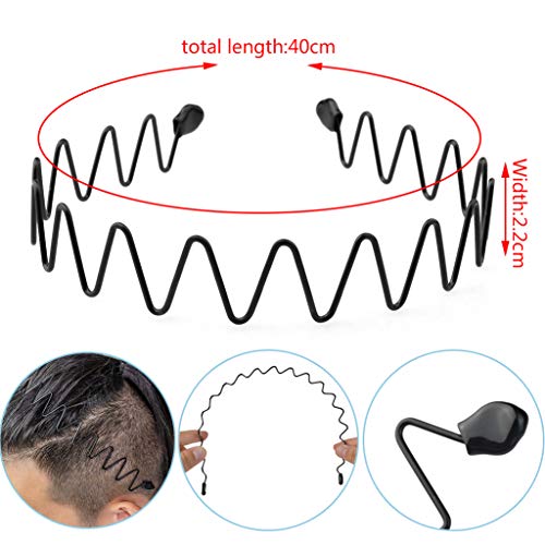 obmwang 10 Pack Metal and Plastic Headband - Unisex Spring Wavy Hair Hoop - Hair Accessories for Women Men - 10 Various Styles - Comfortable and Flexible - Wide Usage - Black