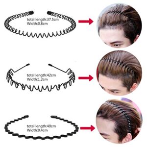 obmwang 10 Pack Metal and Plastic Headband - Unisex Spring Wavy Hair Hoop - Hair Accessories for Women Men - 10 Various Styles - Comfortable and Flexible - Wide Usage - Black