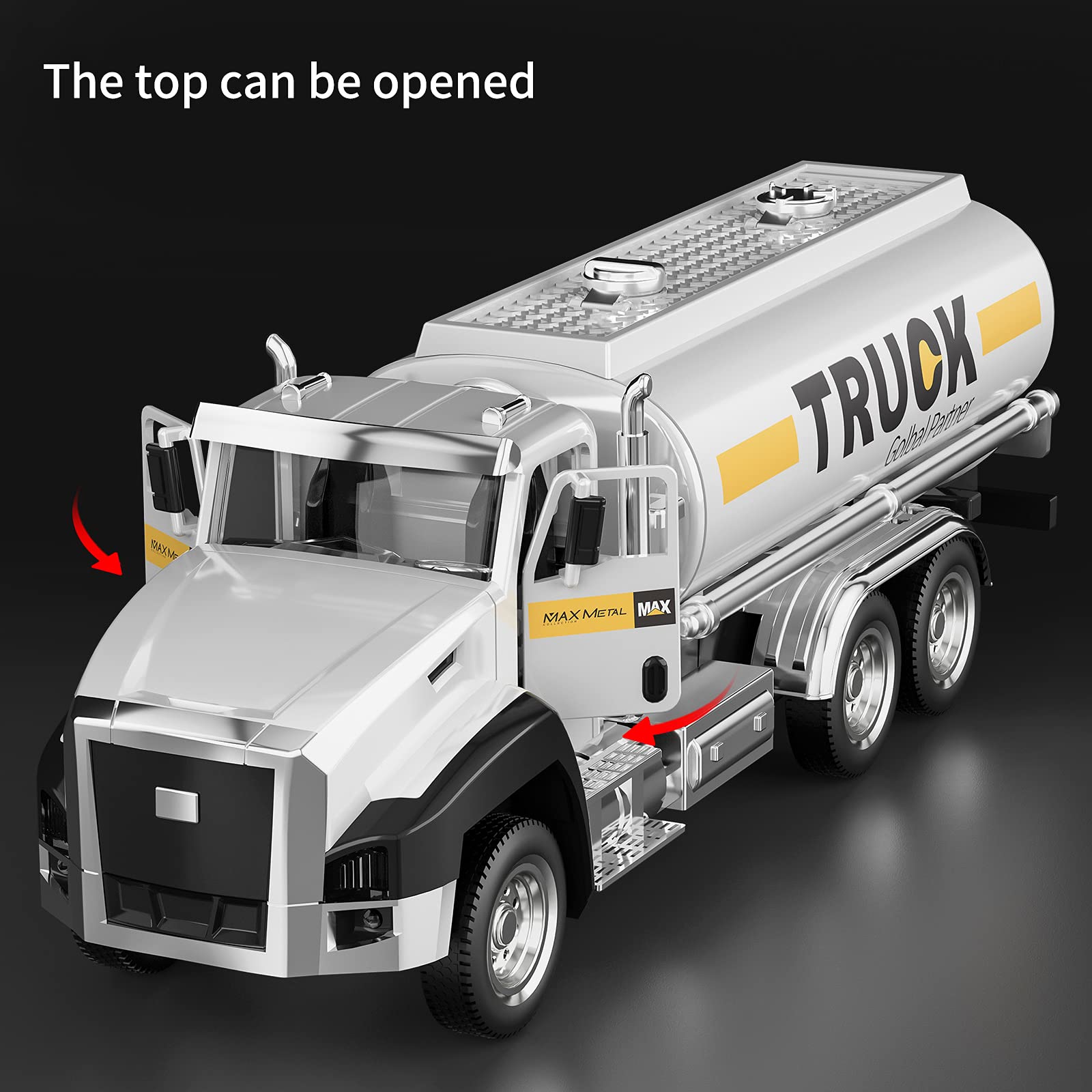 TEMI 3 Pack of Diecast City Transport Vehicles, Garbage, Tanker, Express Delivery, 1/50 Scale Metal Collectible Models With Opening Doors for Boys and Girls