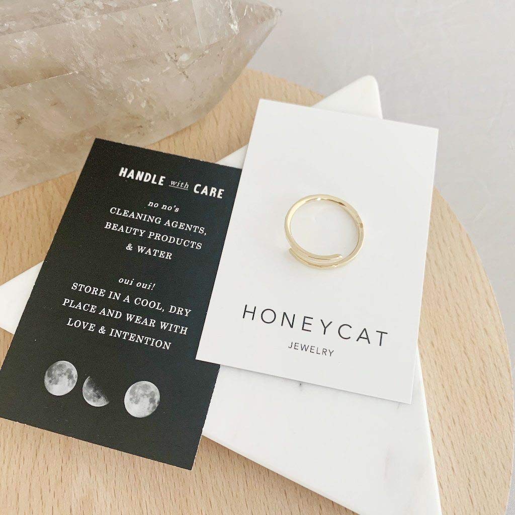 Honeycat Hammered Marigold Wrap Around Ring (adjustable between size 5, 6, 7, 8, 9) in Gold, Rose Gold, or Silver | Minimalist, Delicate Jewelry (Ham, Gold)