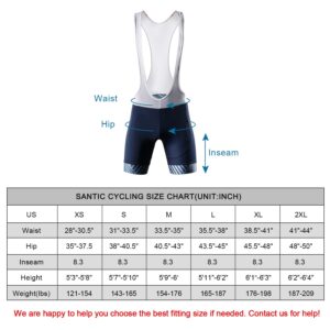 Santic Mens Cycling Bib Shorts Padded Cycle Bib Tights Mens Padded Biking Shorts Breathable Lightweight Navy L