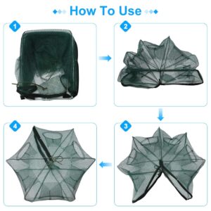 Fishing Bait Foldable Net Trap 6/12 Holes Portable Bait Traps Fishing Net Trap Automatic Fishing Net Shrimp Cage Nylon Crab Fish Trap Cast (6 Holes)