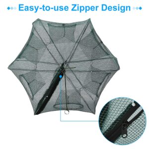 Fishing Bait Foldable Net Trap 6/12 Holes Portable Bait Traps Fishing Net Trap Automatic Fishing Net Shrimp Cage Nylon Crab Fish Trap Cast (6 Holes)