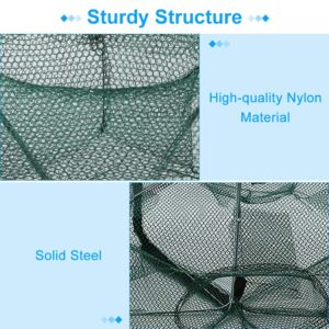 Fishing Bait Foldable Net Trap 6/12 Holes Portable Bait Traps Fishing Net Trap Automatic Fishing Net Shrimp Cage Nylon Crab Fish Trap Cast (6 Holes)