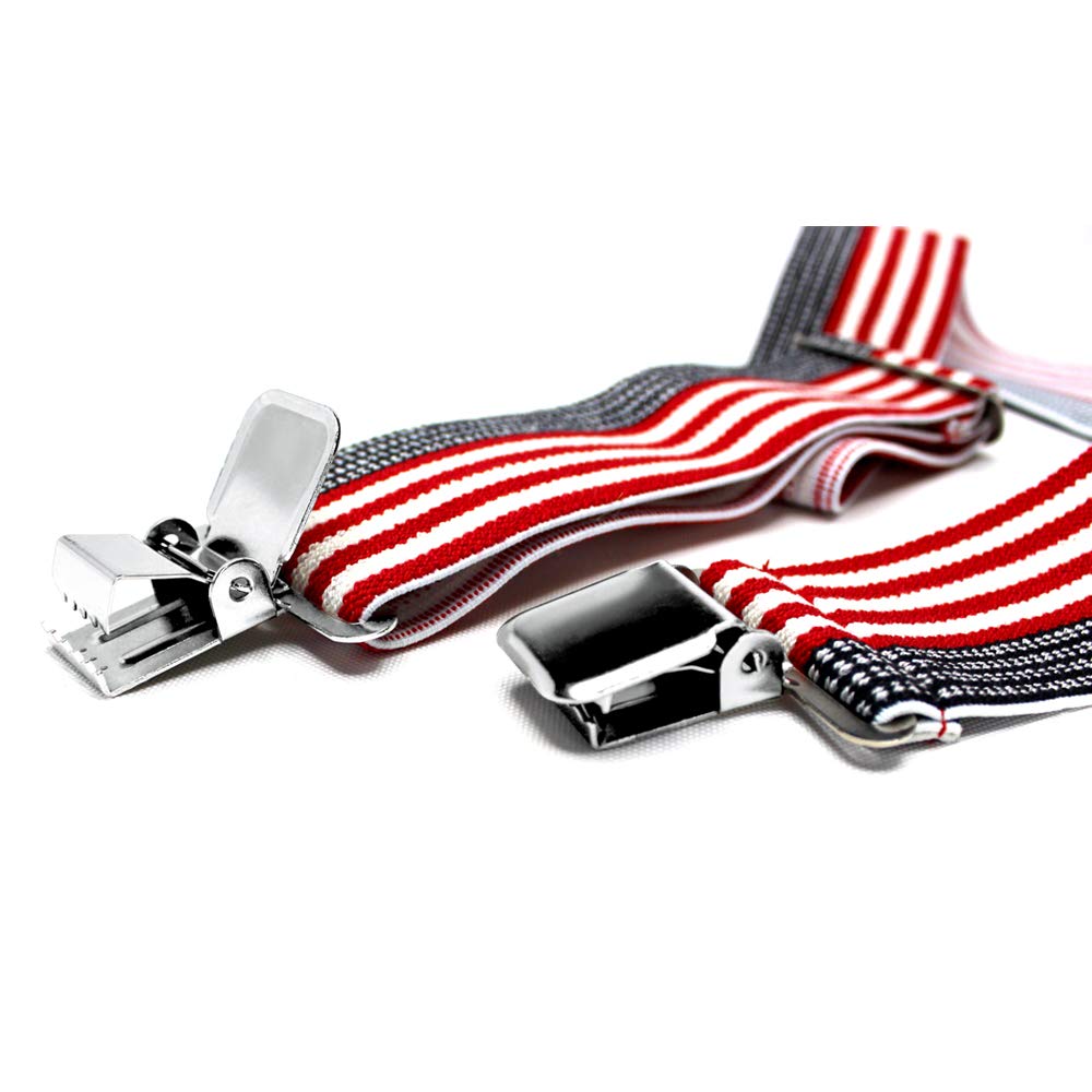 American Flag Pattern X-back Suspenders Mens Suspenders 2" Wide Adjustable and Elastic Braces X Shape with Very Strong Clips - Heavy Duty (New USA)