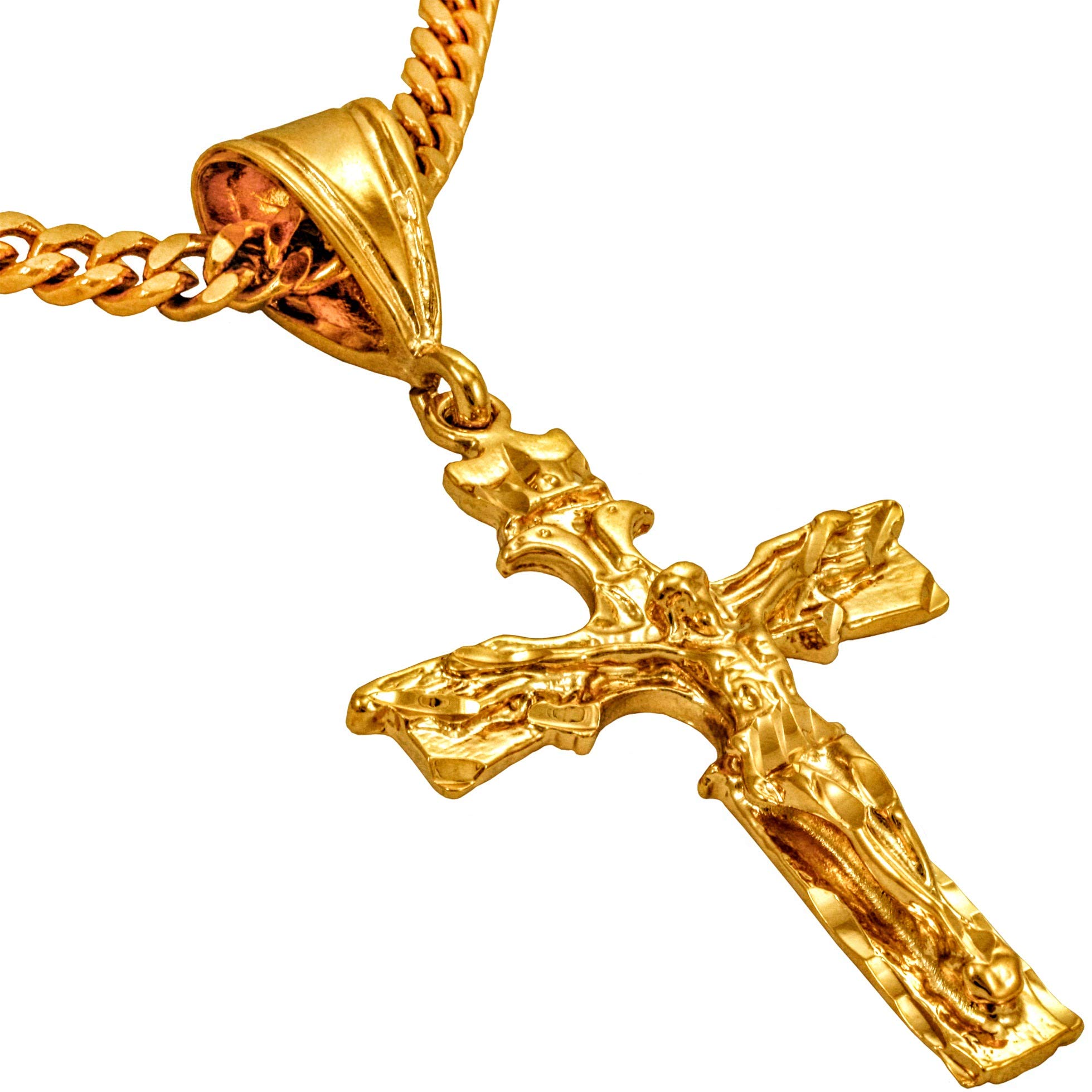 LIFETIME JEWELRY Extra Large Jesus on Cross Crucifix Necklaces for Men & Women 24k Real Gold Plated (XL Jesus on Cross Crucifix)