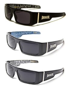 locs gangsta sunglasses various combos 58 style (3 pack blue bandana white bandana silver bandana)