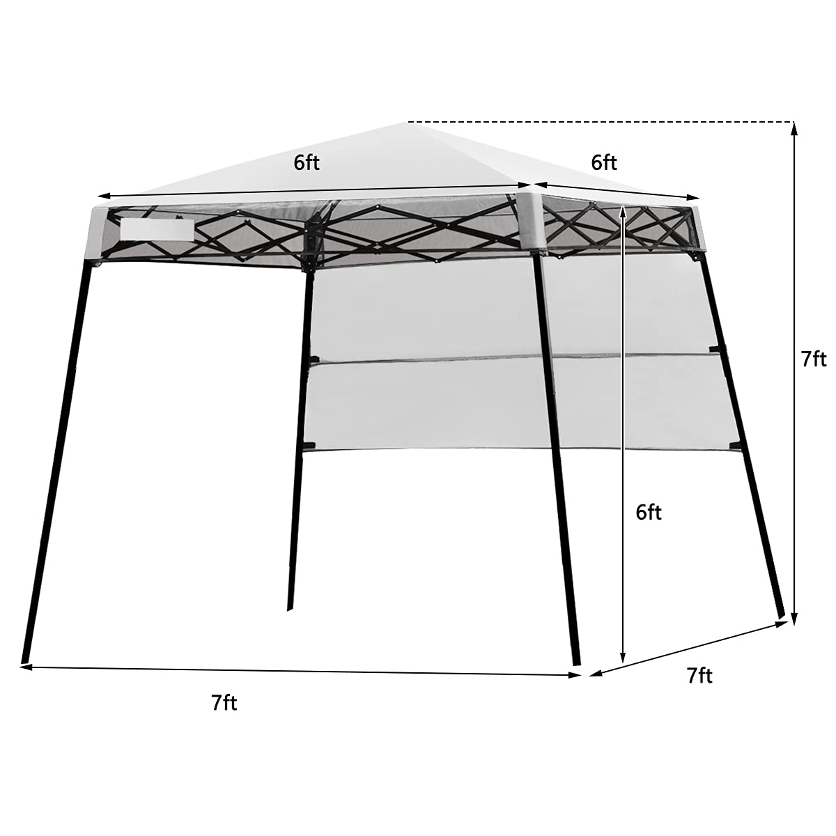 Tangkula 7x7 Ft Pop Up Canopy, Slant Leg Outdoor Canopy with Carry Bag & 4 Stakes, Compact Portable Canopy Tent for Hiking Camping Fishing & Picnic (7'x7' Base; 6'x6' top)