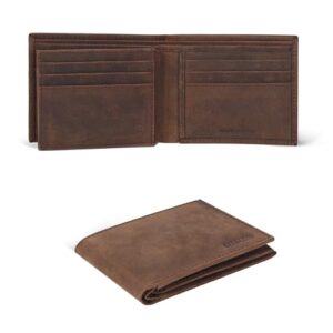 estalon thin leather wallet for men | minimalist design | multiple card holder | rfid blocked (brown crazy horse)