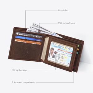 ESTALON Thin Leather Wallet For Men | Minimalist Design | Multiple Card Holder | RFID Blocked (Brown Crazy Horse)