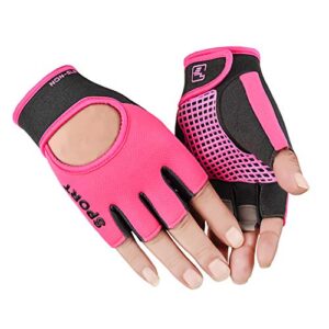 biking gloves kids boys girls cycling exercise gloves half finger fingerless gloves child motor bike riding anti-slip weight lifting bike workout climbing bicycle gloves gym skate gloves (pink)