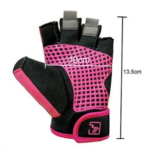 Biking Gloves Kids Boys Girls Cycling Exercise Gloves Half Finger Fingerless Gloves Child Motor Bike Riding Anti-Slip Weight Lifting Bike Workout Climbing Bicycle Gloves Gym Skate Gloves (Pink)