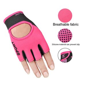 Biking Gloves Kids Boys Girls Cycling Exercise Gloves Half Finger Fingerless Gloves Child Motor Bike Riding Anti-Slip Weight Lifting Bike Workout Climbing Bicycle Gloves Gym Skate Gloves (Pink)