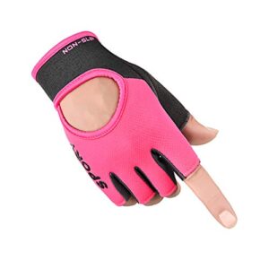 Biking Gloves Kids Boys Girls Cycling Exercise Gloves Half Finger Fingerless Gloves Child Motor Bike Riding Anti-Slip Weight Lifting Bike Workout Climbing Bicycle Gloves Gym Skate Gloves (Pink)